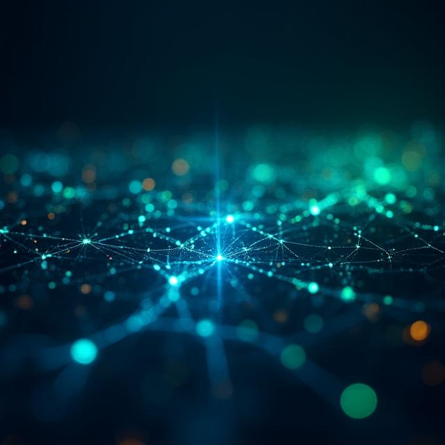 Abstract visualization of data flowing through digital infrastructure